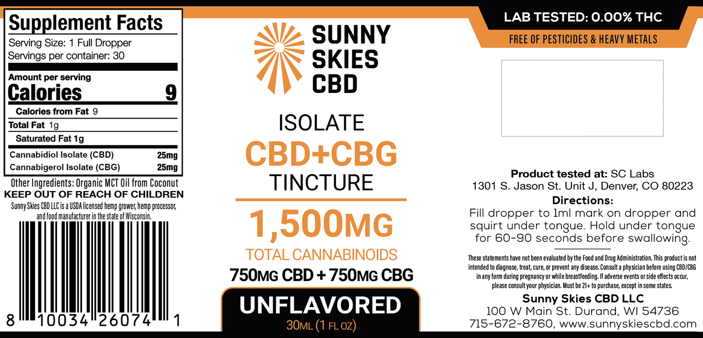 Isolate CBD+CBG Tincture